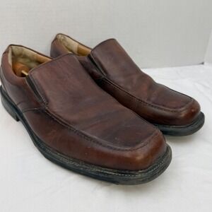 Bass Payne Mens Brown Leather Slip On Loafers Square Toe Dress Shoes 13 M